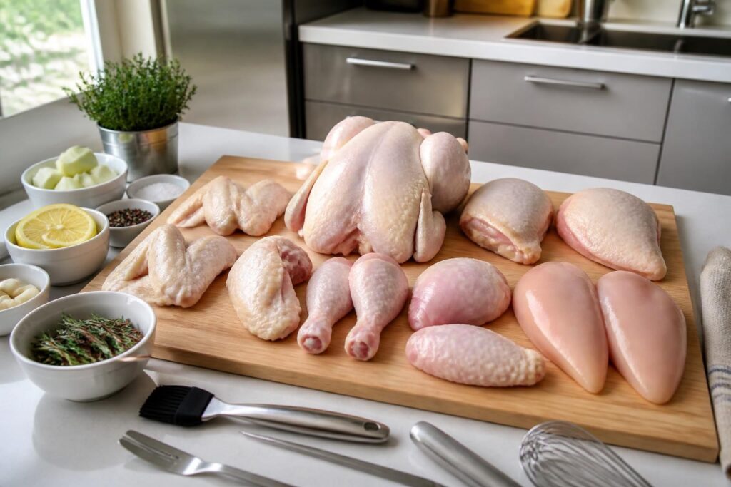 découvrez comment cuire un poulet au four en adaptant la cuisson à chaque partie pour un résultat savoureux et parfaitement cuit.