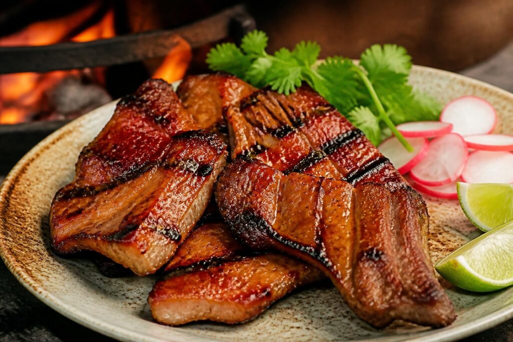 découvrez notre échine de porc marinée, délicieusement parfumée aux saveurs barbecue ou plancha asiatique, pour un repas savoureux et original.