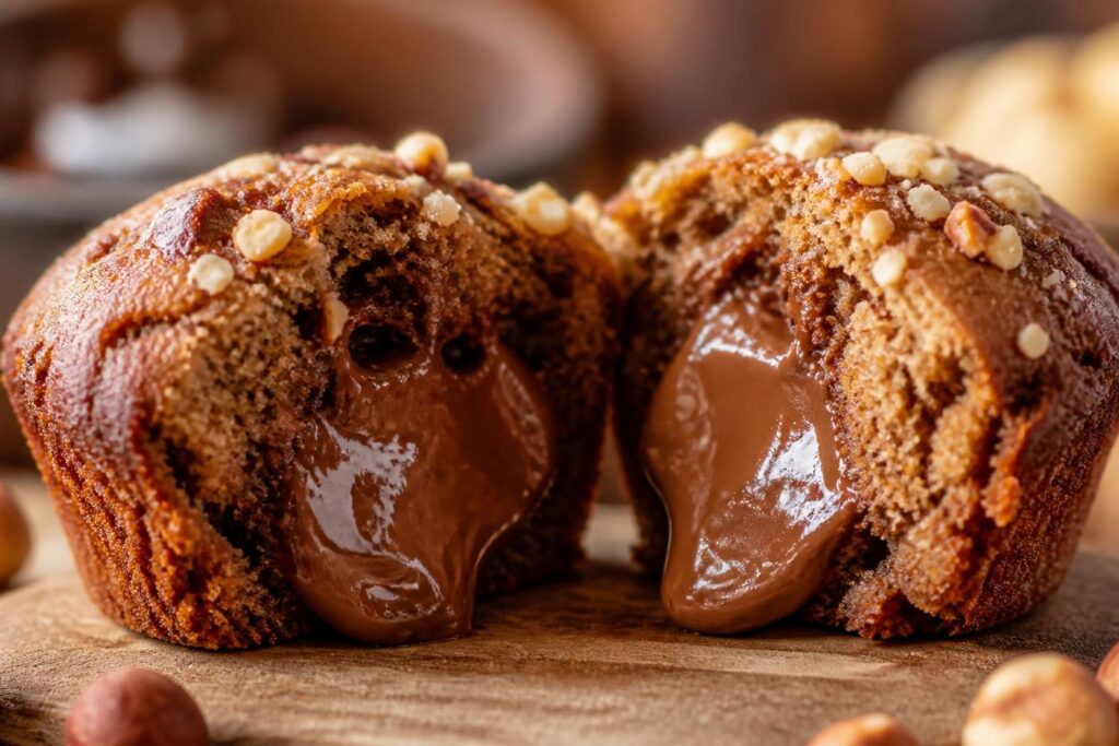 découvrez notre recette gourmande de muffins praliné chocolat et noisette, avec un cœur coulant fondant qui vous fera fondre de plaisir à chaque bouchée.