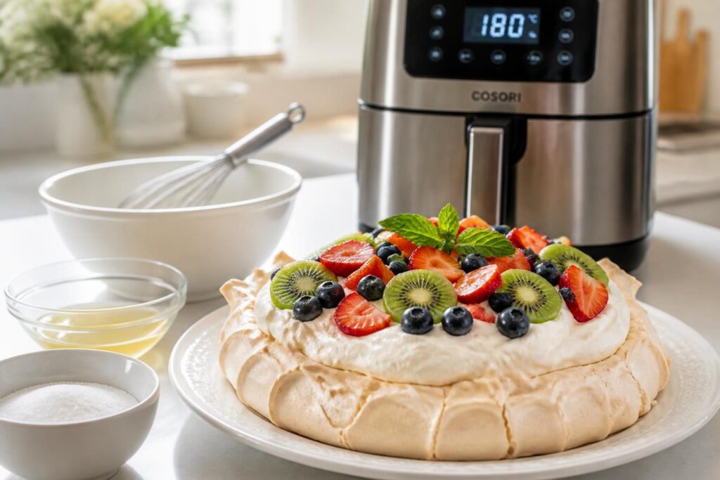 découvrez notre recette de pavlova à la friteuse à air avec des astuces pour réussir une meringue parfaite, légère et croustillante à chaque fois.