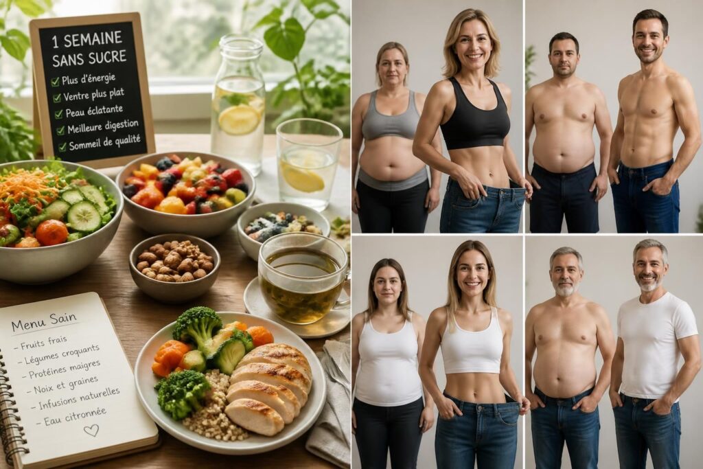 découvrez un menu dédié et des témoignages inspirants pour réussir votre perte de poids après 1 semaine sans sucre.