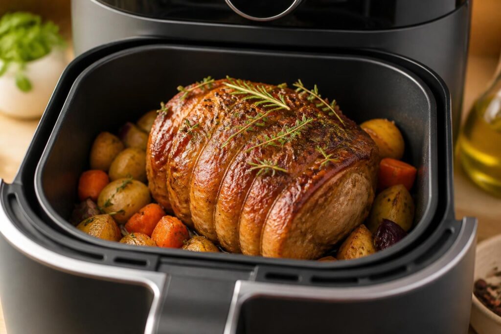 découvrez une recette simple et rapide pour un rôti de porc moelleux et savoureux cuit à l'air fryer. parfait pour un repas tendre et délicieusement parfumé.