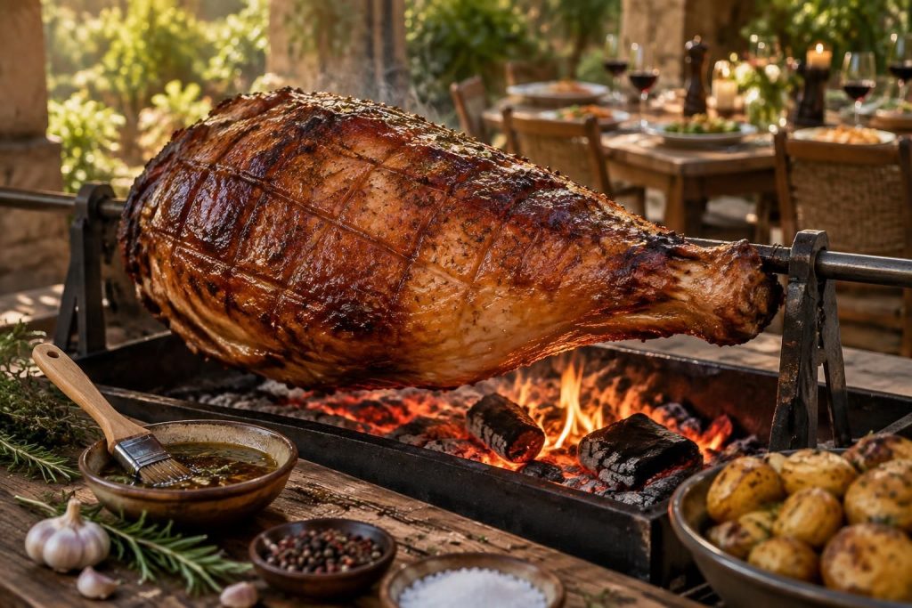 découvrez le temps de cuisson idéal du jambon à la broche, une marinade savoureuse et les quantités à prévoir selon le nombre de convives.