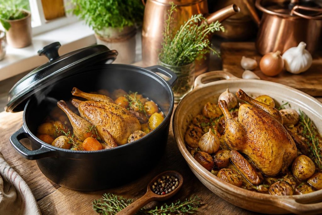 découvrez notre recette de caille en cocotte avec des astuces pour une cuisson parfaite au four ou à la cocotte minute. savourez ce plat tendre et savoureux à chaque préparation.