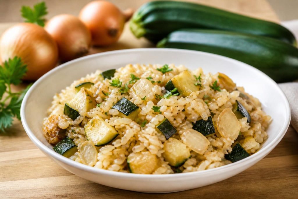 découvrez notre recette facile de riz aux courgettes et oignons, à préparer au four, au thermomix ou au cookeo pour un repas savoureux et rapide.