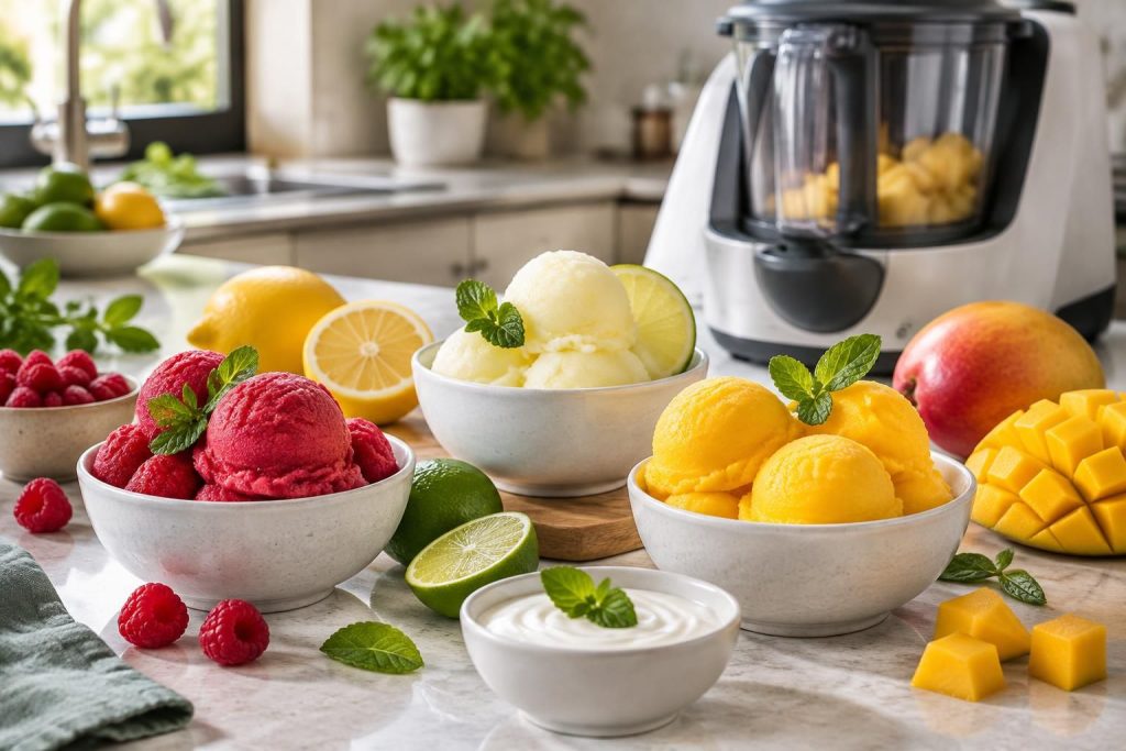 découvrez des recettes de sorbet sans sucre ajouté au thermomix, avec des conseils et des options à adapter à l’alimentation des personnes diabétiques.